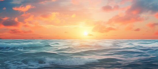 Aufkleber - Sunset over ocean waves