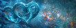Shimmering blue heart in magical ambiance
