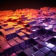 Futuristic Violet and Orange Translucent Block Wallpaper Generative AI
