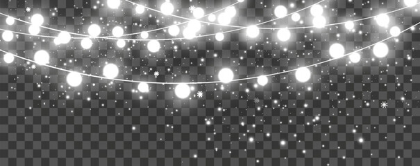 Wall Mural - Vector illustration of a light garland on a transparent background.
