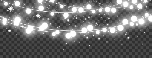 Wall Mural - Vector illustration of a light garland on a transparent background.
