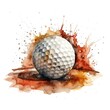 Elegant Watercolor Golf Illustration on White Background Generative AI