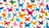 Fototapeta Tulipany - Colorful Crayon Drawn Butterflies Generative AI