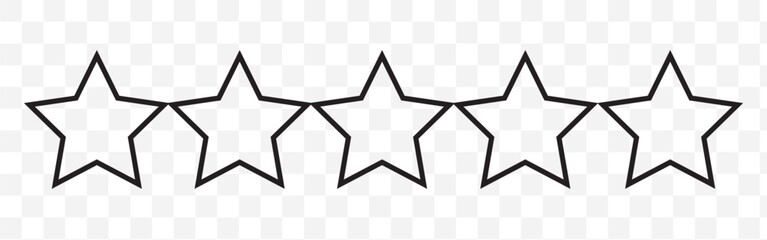 Wall Mural - Five stars icon Vector. Star icon collection. Blank star vector icons set with shadow. Black line stars mock up isolated on transparent background. Vector design element. 123