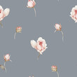 Seamless summer pattern with watercolor flowers handmade