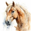 Majestic Palomino Horse Watercolor Painting Generative AI