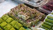 Different kinds of Turkish baklava desserts with pistachio. Turkish baklava is often enjoyed as a delightful dessert after a meal