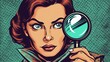 Pop Art Detective Magnifying Glass Search Illustration Generative AI