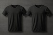 Front and Back Tee Shirt Mockups in Monochrome Gray and Black Fabric Generative AI