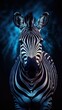 Collaged Zebra on Dark Canvas Generative AI