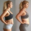 a woman is shown before and after losing weight