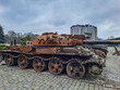 Russian tank destroyed by the Ukrainian army in Ukraine. War in Ukraine