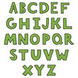 © Павел Костенко - Hand drawn doodle set of green color letters isolated on white background. Alphabet for Children's Books and Toys, Early Childhood Education. Typographic content for children.
