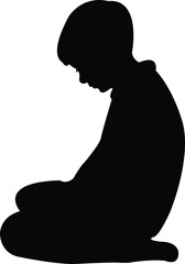 Poster - a boy sitting body silhouette vector