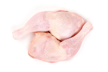 Sticker - Raw chicken leg quarters, isolated on white background. High resolution image