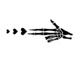 Skeleton fingers gun hearts, gesture, pistol, black flat vector, cut files