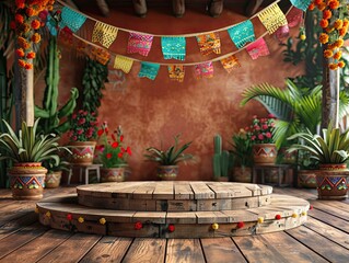 Wall Mural - Cinco de Mayo festival with podium background