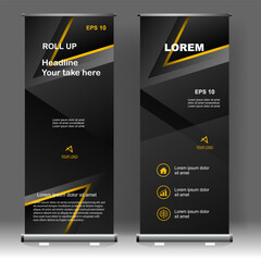 Roll up banner stand template design, for brochure, flyer, infographics. modern advertising. vector illustration