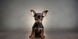 Russian toy terrier dog with caution and suspicion looks at the camera , concept of Vigilance