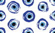 Hand drawn Turkish eye. Seamless pattern with hand drawn Turkish evil eye bead. Good luck. Turkish tile. Oriental ottoman design vector background. Symbol of Turkey, Greese, Crete, Cyprus