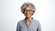Grey hair afro american woman with a happy smile