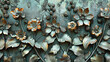 Metal elements texture background flowers