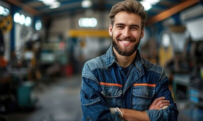 Wall Mural - Male mechanic in the garage