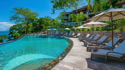 Wall Mural - large swimming pool in a luxury hotel on a paradise island in summer