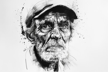 Poster - A captivating artistic image with bold black ink splatter and strokes against a stark white background, creating a raw and powerful contrast