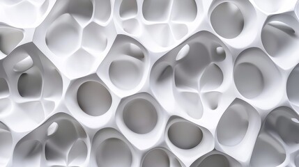 Aufkleber - Intricate white 3D rendered abstract shapes resembling organic cells and natural structures