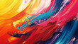 Bold strokes of vivid color cascade down the canvas, forming a dynamic gradient wave in motion.