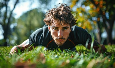 Wall Mural - Man training outdoors