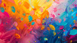 Bright and lively colors fill the background, creating a cheerful atmosphere.