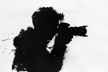 Aufkleber - An artistic depiction of a photographer capturing images, highlighting the essence of photography