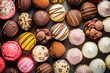 Luxurious collection of assorted chocolate truffles and delicacies. Assorted Gourmet Chocolate Truffles Display