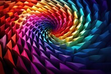 A Rainbow Colored Spiral Of Triangles