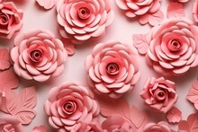 A Group Of Pink Paper Flowers