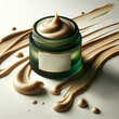 Luxurious cream and splash of aloe vera dynamic elegant composition. Premium beauty product concept