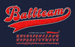 © Mysterylab - Ballteam is a script 3d effect chenille fabric alphabet in the style of wool varsity letter jackets.