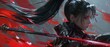 © Absent Satu - Digital art of female samurai with a katana. Mysterious futuristic female ninja kunoichi assassin.