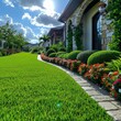 © Sekai - Fresh Green Grass Lawn at Suburban Home