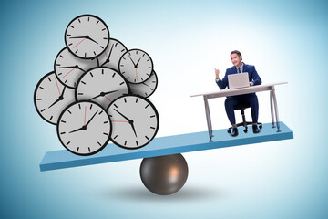 Wall Mural - Businessman in deadline and time pressure concept