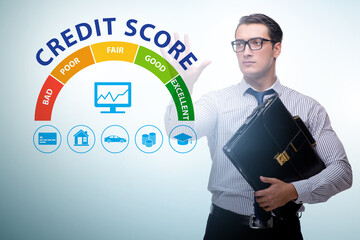 Canvas Print - Businessman in credit score concept