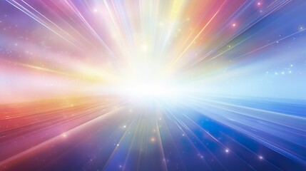 Wall Mural - The image features a bright, radiant light burst emanating from the horizon line, symbolizing hope and a new beginning