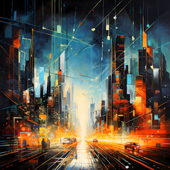 Wall Mural - Abstract representation of the energy of a city. 