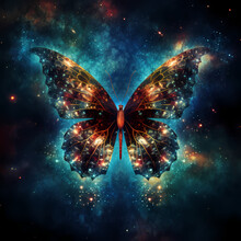 Cosmic Butterfly With Wings Made Of Galaxies