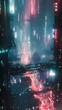 A futuristic cityscape on a distant planet illuminated by enticingly cinematic light  AI generated illustration