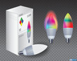 Set of realistic Smart Wifi LED bulb mockups. 3D Illustration