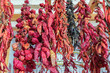 Dried Red, Orange and Yellow Chili Peppers at an Outdoor Market in Madeira, Portugal