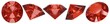 Isolated ruby set. Red crystal. 3D rendering.